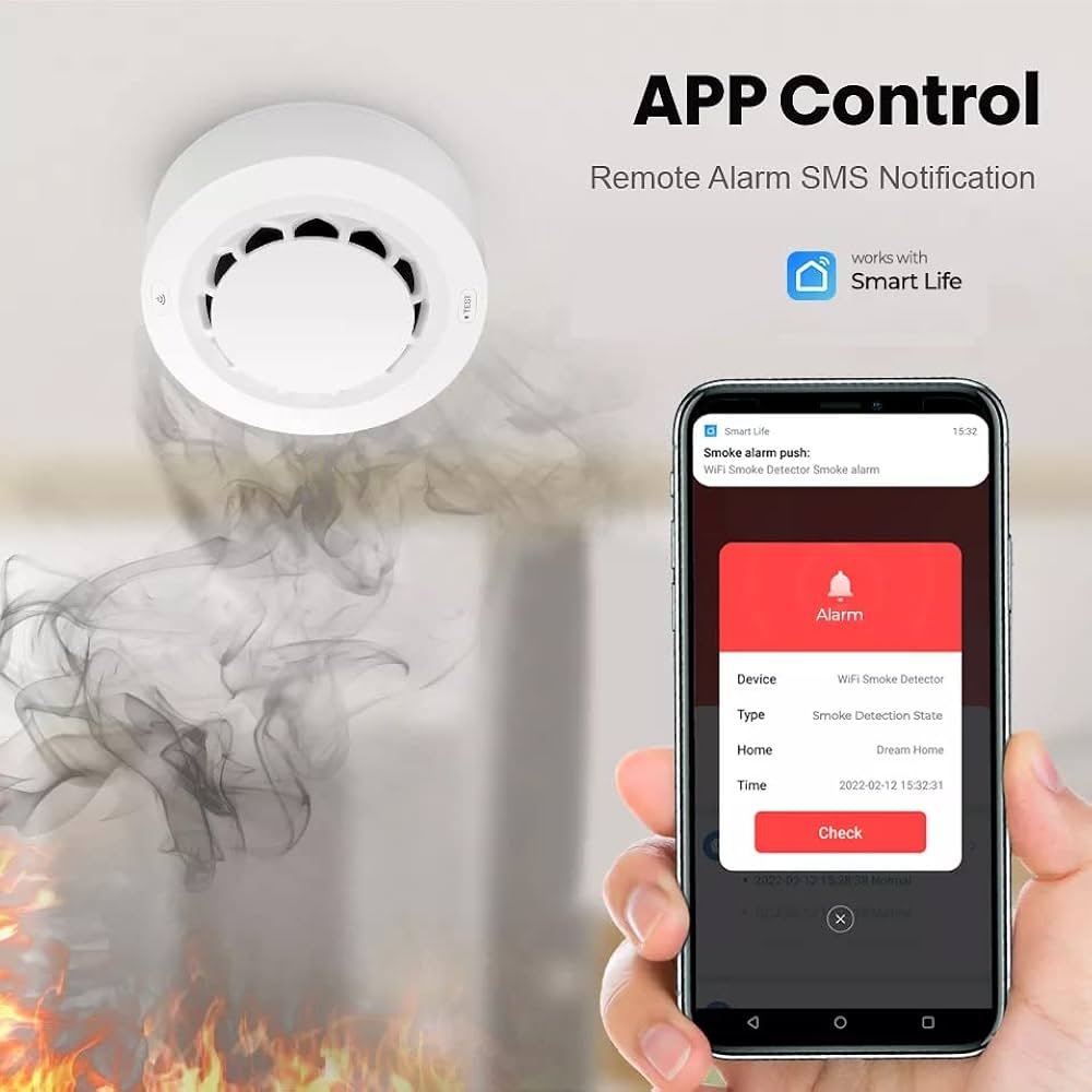 wireless fire and smoke detector sensor for home & business